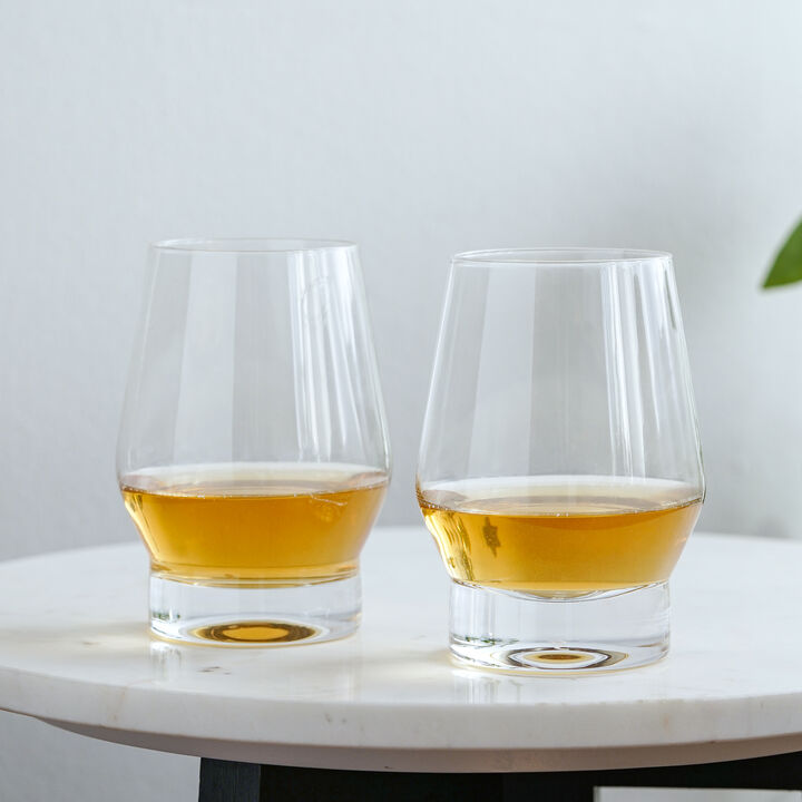 Raye Heavy Base Crystal Whiskey Glasses Set of 2