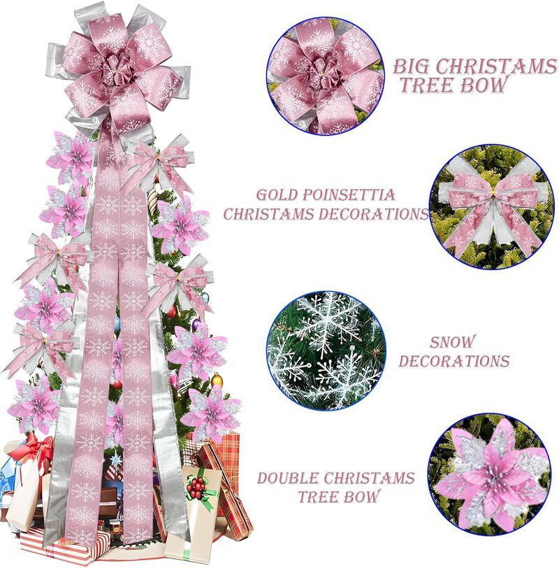 Pink 31 Pcs Velvet Christmas Tree Decoration Set