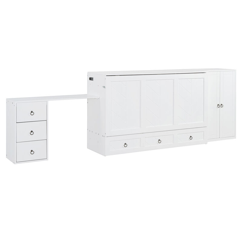 Murphy Bed Wall Bed with USB Port and Wardrobe