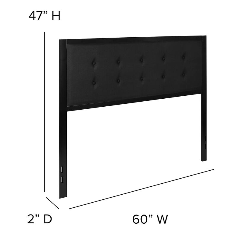 Flash Furniture Bristol Metal Tufted Upholstered Queen Size Headboard in Black Fabric