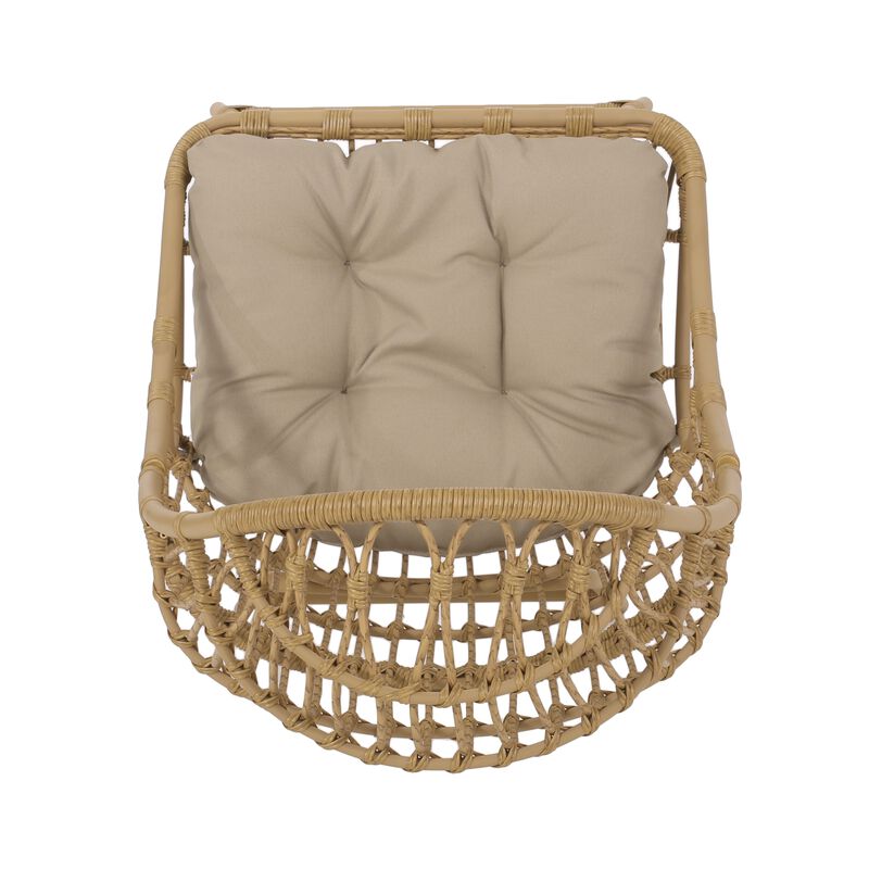 Elena Outdoor Accent Chair, Cocoon Egg Shape, 53 Inch Brown Rattan - Benzara
