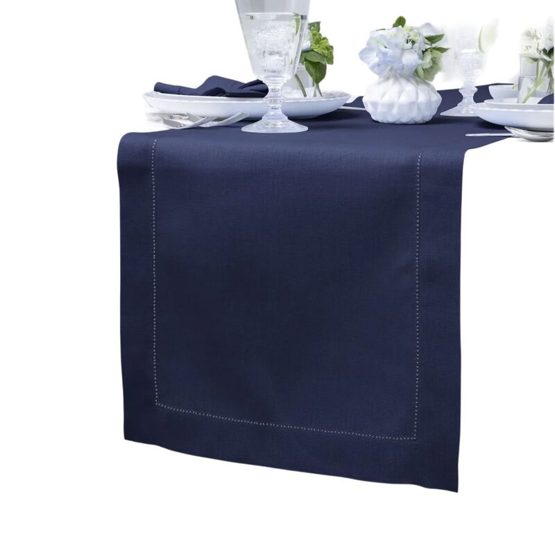 Solino Home 100% Pure Linen Table Runner | Classic Hemstitch for Thanksgiving, Christmas