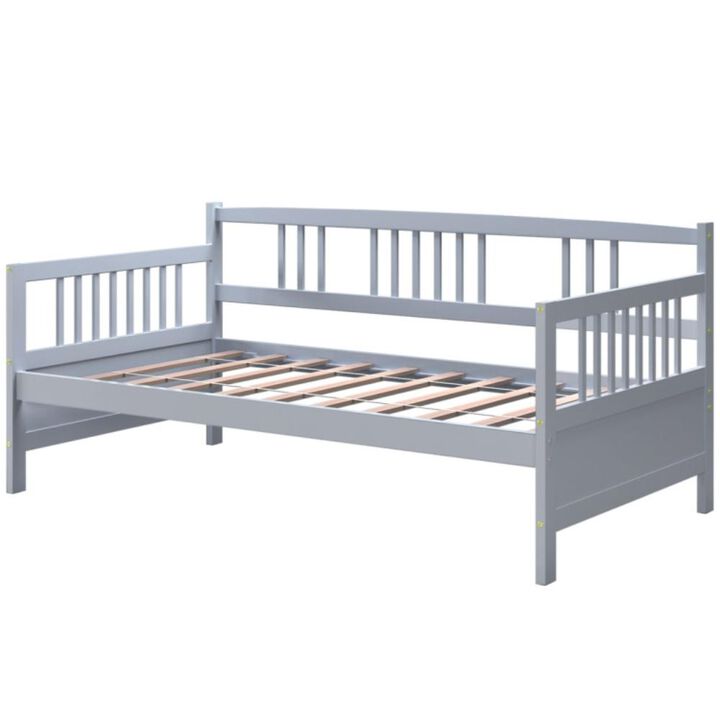 Hivvago Twin Size Wooden Slats Daybed Bed with Rails