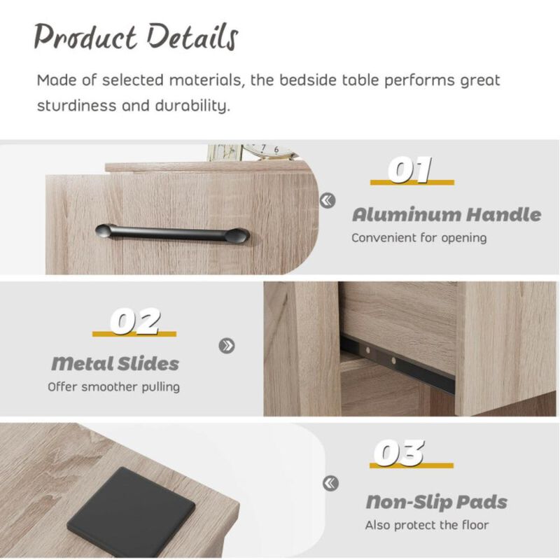 Hivvago Compact Nightstand with Drawer and  Shelf