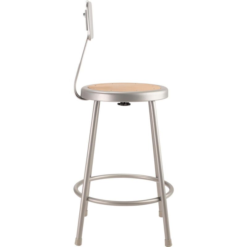 NPS® 24"Heavy Duty Steel Stool With Backrest, Grey
