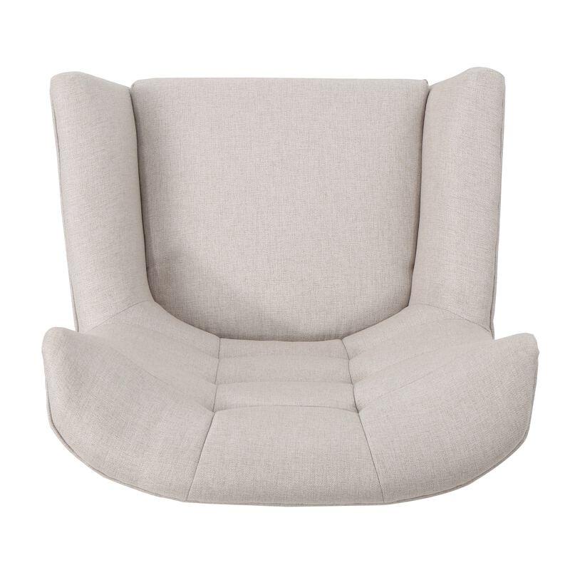 Ranie Accent Club Chair, Rubberwood Legs Wheat Button Tufted Polyester - Benzara