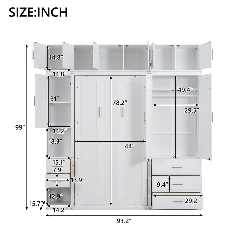 Merax Murphy Bed with Lockers and Wardrobes