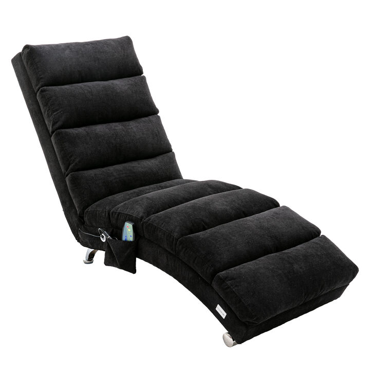 Linen Chaise Lounge Indoor Chair -  Modern Long Lounger for Office or Living Room