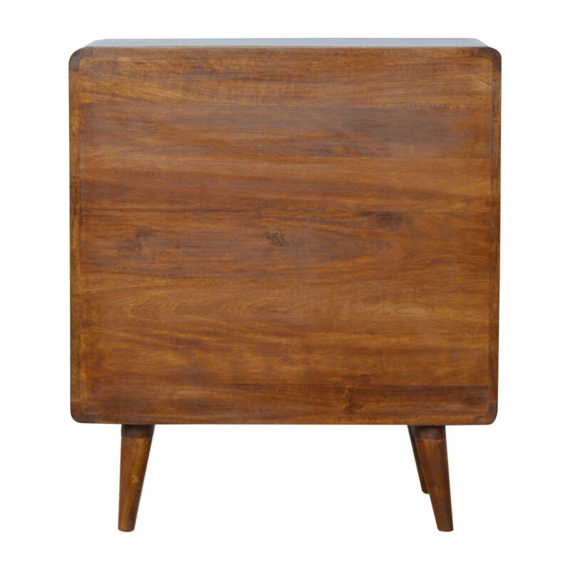 Solid Wood 3 Drawer Curved Chestnut Chest