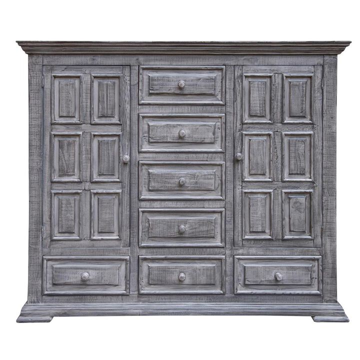 HomeRoots 64 Gray Solid Wood Seven Drawer Gentlemans Chest