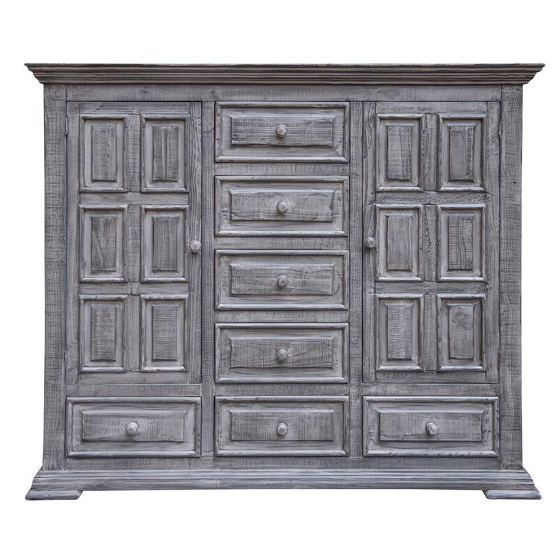 HomeRoots 64 Gray Solid Wood Seven Drawer Gentlemans Chest