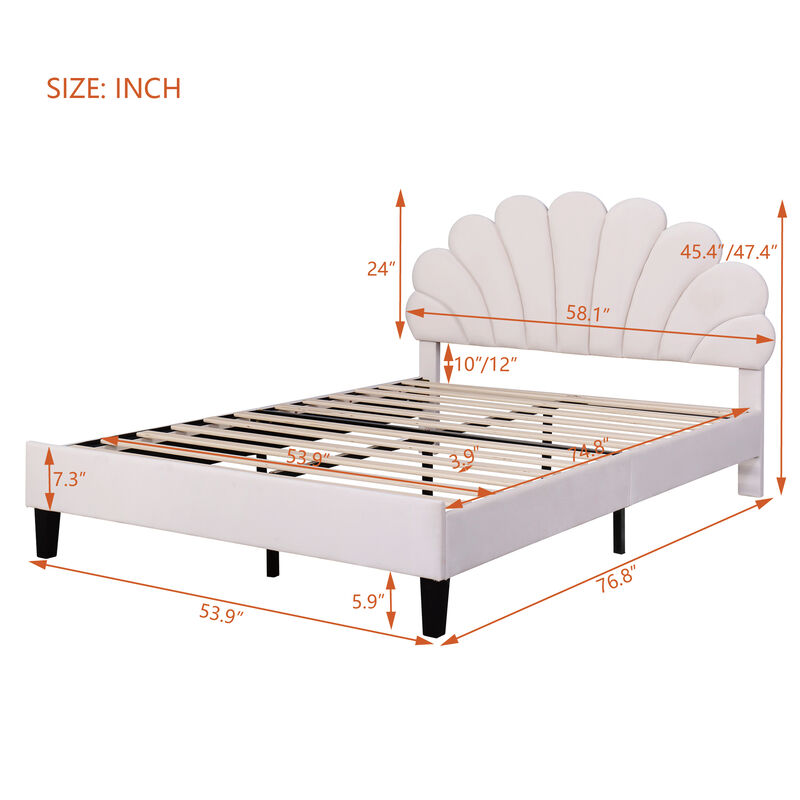 Merax Upholstered Platform Bed with Flower Pattern Velvet Headboard