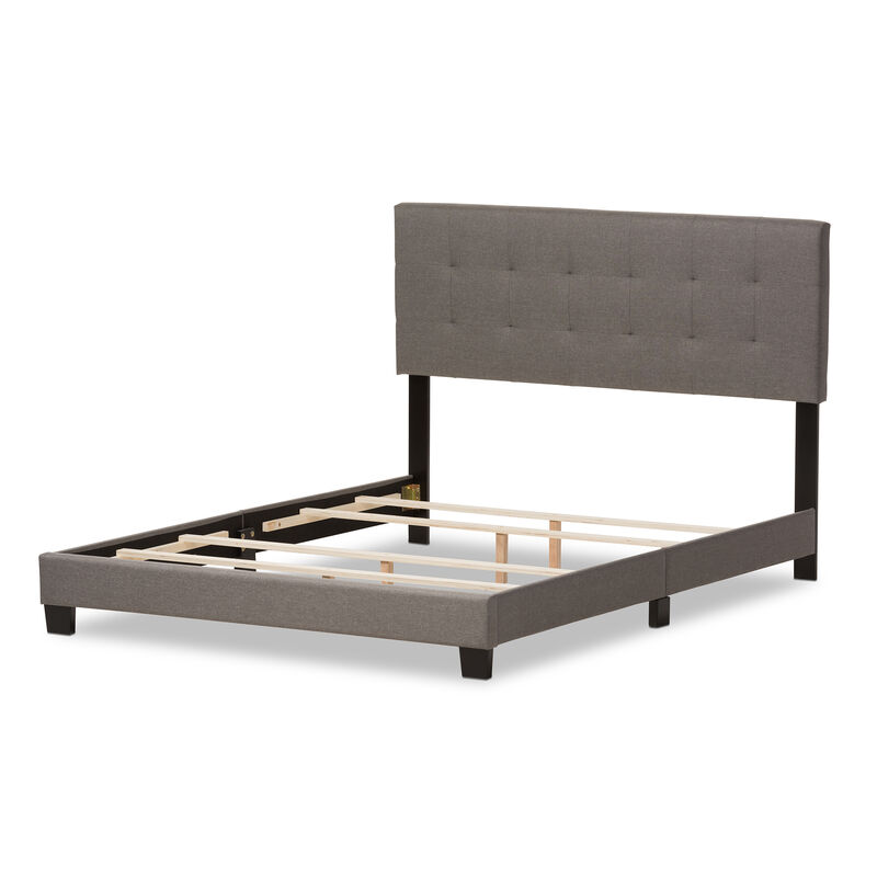 Baxton Studio Brookfield Modern Grey Fabric Upholstered Grid tufting Full Size Bed