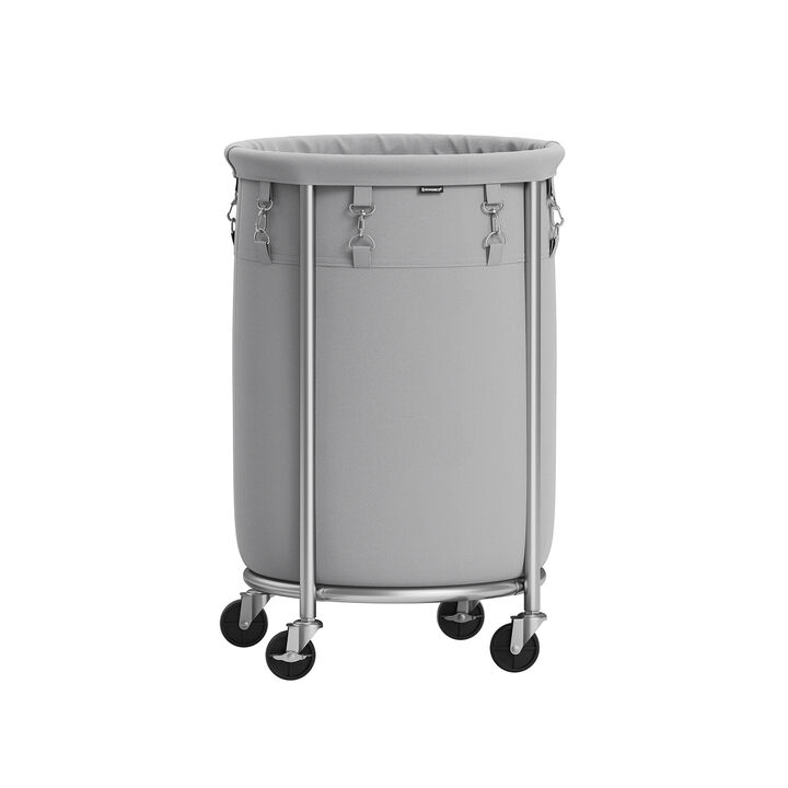 Laundry Basket with Wheels and Removable Bag, Steel Frame, 4 Casters and 2 Brakes