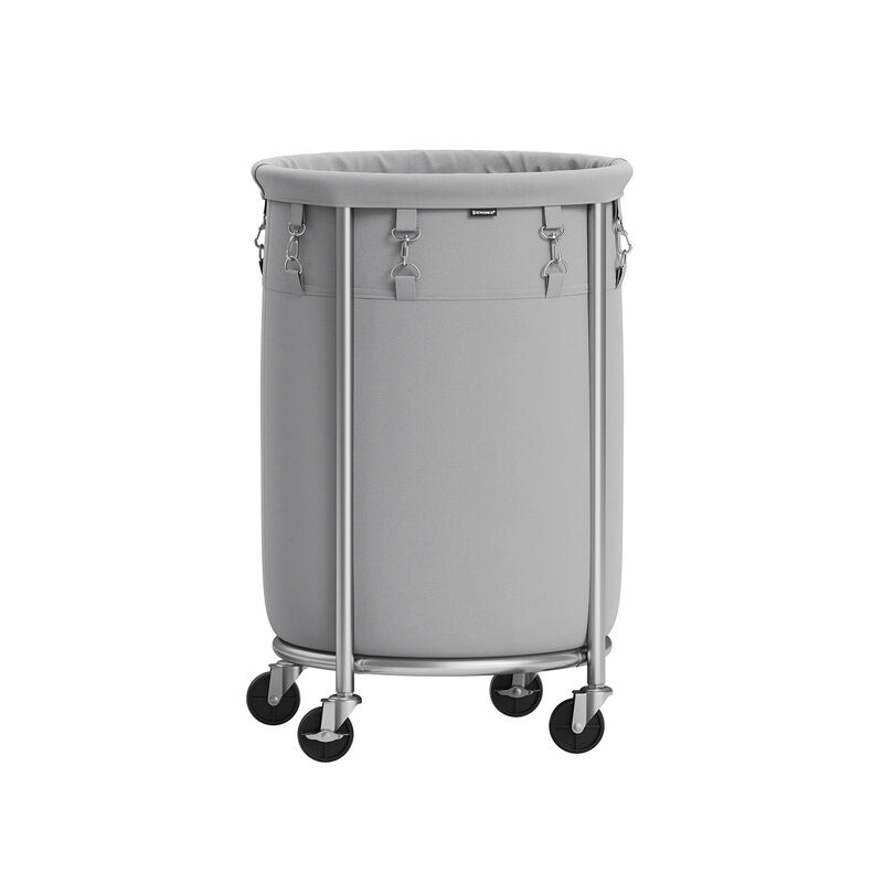 Laundry Basket with Wheels and Removable Bag, Steel Frame, 4 Casters and 2 Brakes