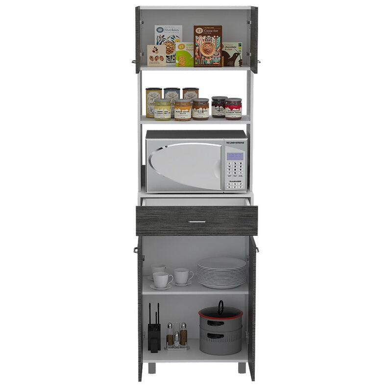 Microwave Cabinet Madison, Kitchen, White / Smoky Oak