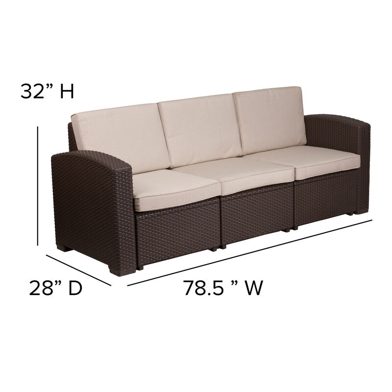 4 PC Brown Outdoor Rattan Set
