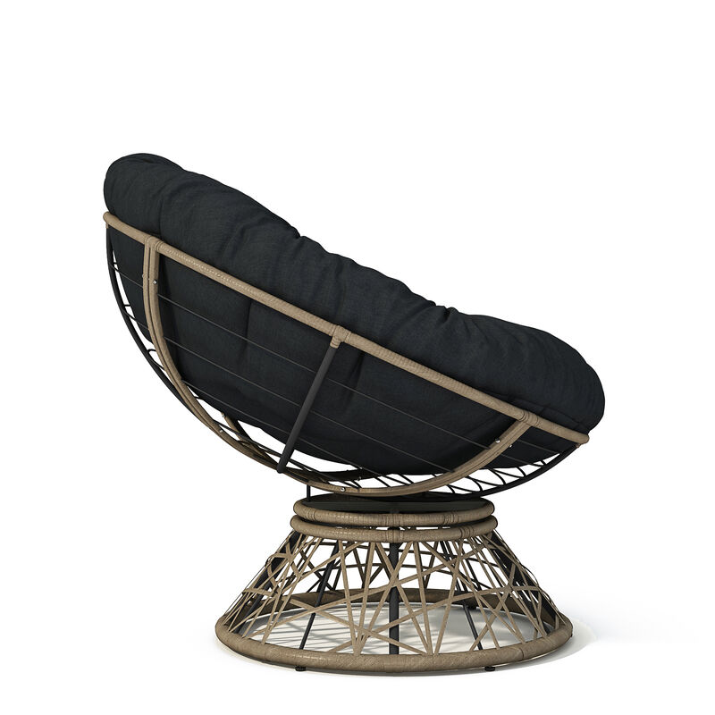 40" Ergonomic Wicker Chair with Cloud Thick Density Fabric Cushion,3-proof Cover,High Capacity Iron Frame,Fluid 360 Degree Swivel for Reading,Living Room, Bedroom,Lounge
