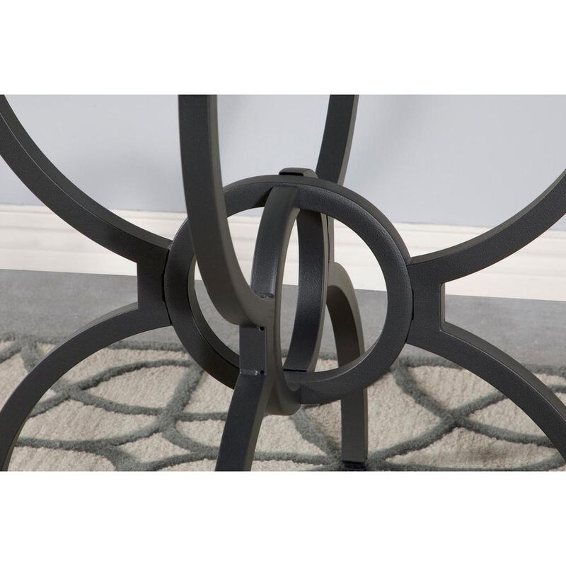 Aviano 48" Round Glass Top Dining Table Clear and Gunmetal