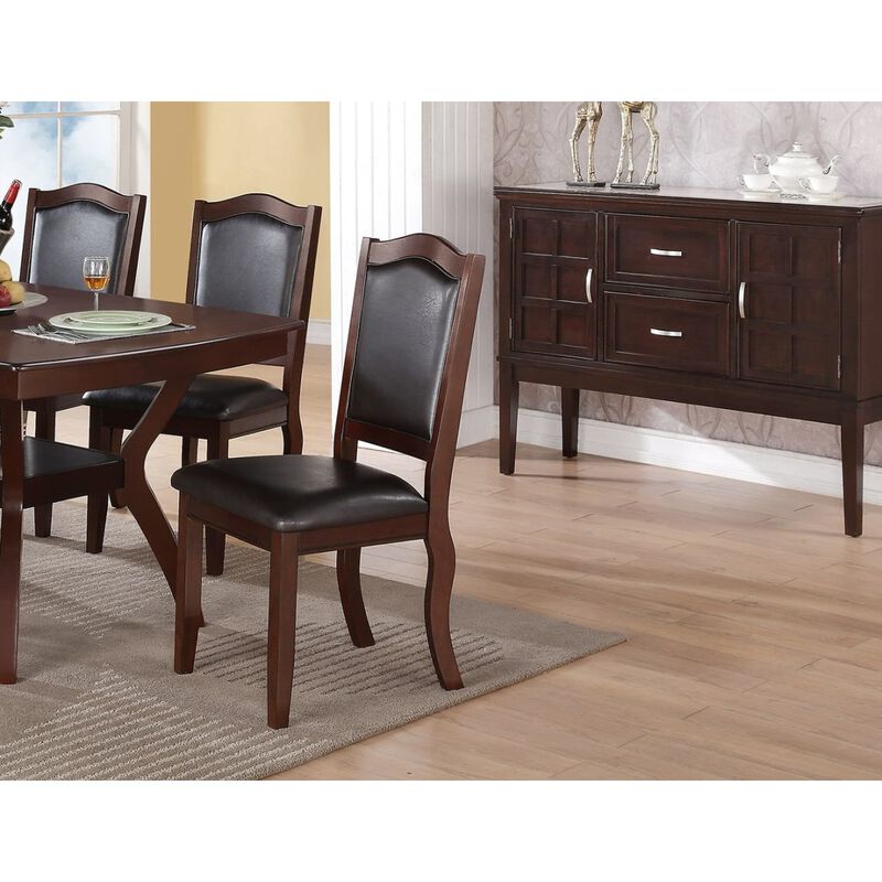 Traditional Formal Set Of 2 Chairs Dark Brown Espresso Dining Seatings Cushion Chair