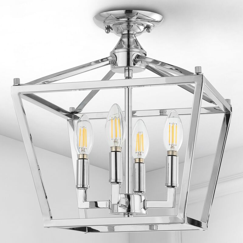 Plains 4-Light Iron Modern Farmhouse Pagoda LED Semi Flush Mount Lantern