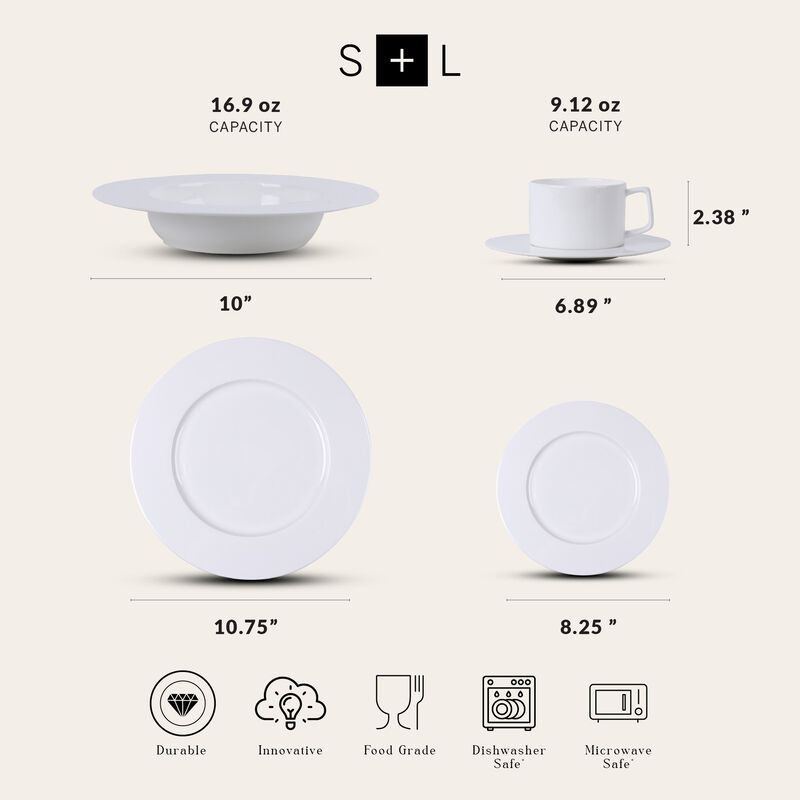 Stone Lain Sylvie Bone China 20 Piece Dinnerware Set, White
