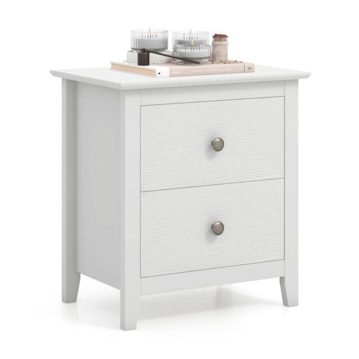Hivvago Modern Nightstand with 2 Drawers for Small Spaces-White