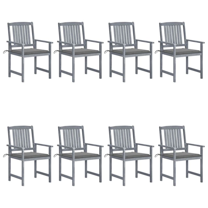 vidaXL Garden Chairs with Cushions 8 pcs Solid Acacia Wood Gray