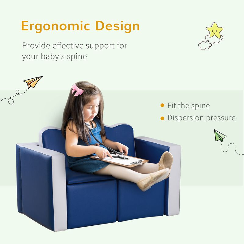 Blue Kids' Multitasker: 2-in-1 Sofa/Table Set with Storage