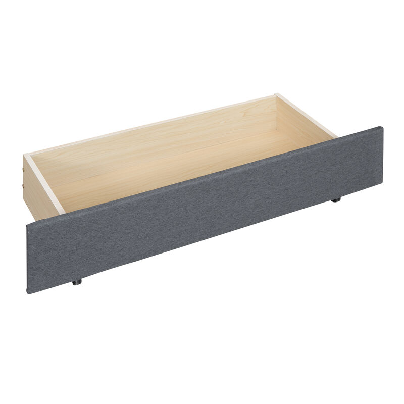 Merax Upholstered Platform Bed with Brick Pattern Headboard, with Twin XL Size Trundle and 2 drawers, Linen Fabric