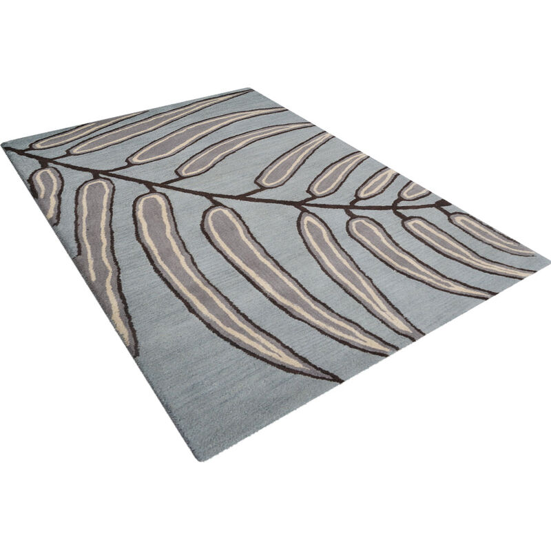 RUGSOTIC CARPETS HAND TUFTED WOOL ECO-FRIENDLY AREA RUGS  - 5'x8', Rectangle Shape, Light Blue, Floral Modern Design, High Pile Thick Handmade Area Rugs for Living Room, Bed Room (K00735)