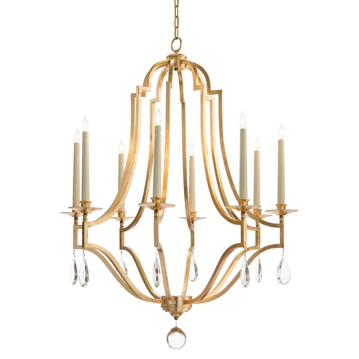 Gold-Leaf And Crystal Chandelier