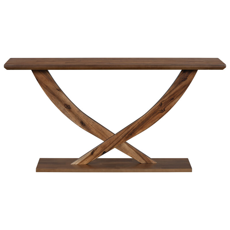 Merax Modern Rustic Console Table with Cross-Leg Design
