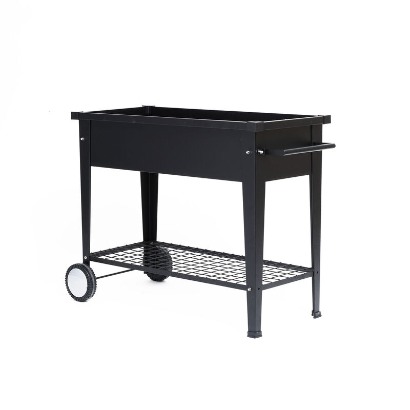 LuxenHome Black Mobile Metal Raised Garden Bed Planter Cart with Legs
