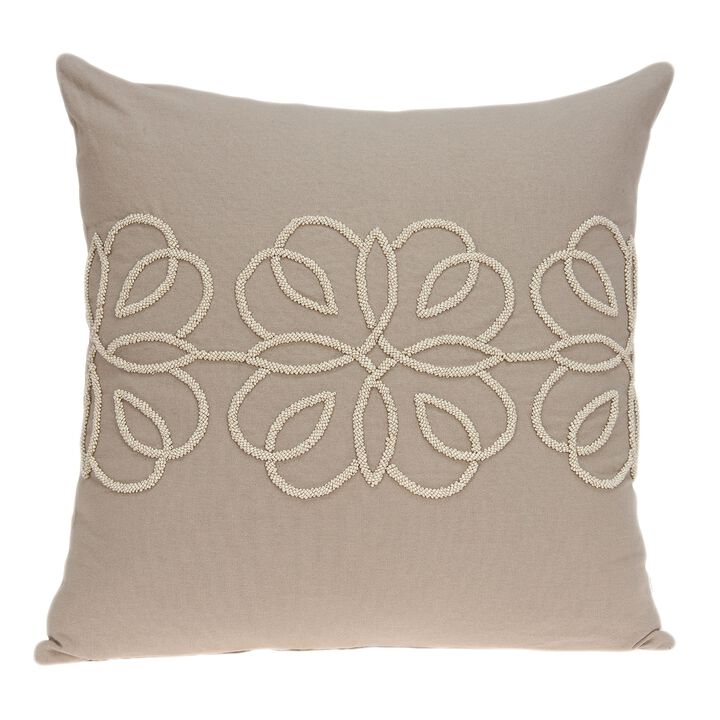 20" Beige Swirl Pattern Throw Pillow