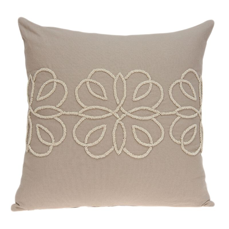 20" Beige Swirl Pattern Throw Pillow