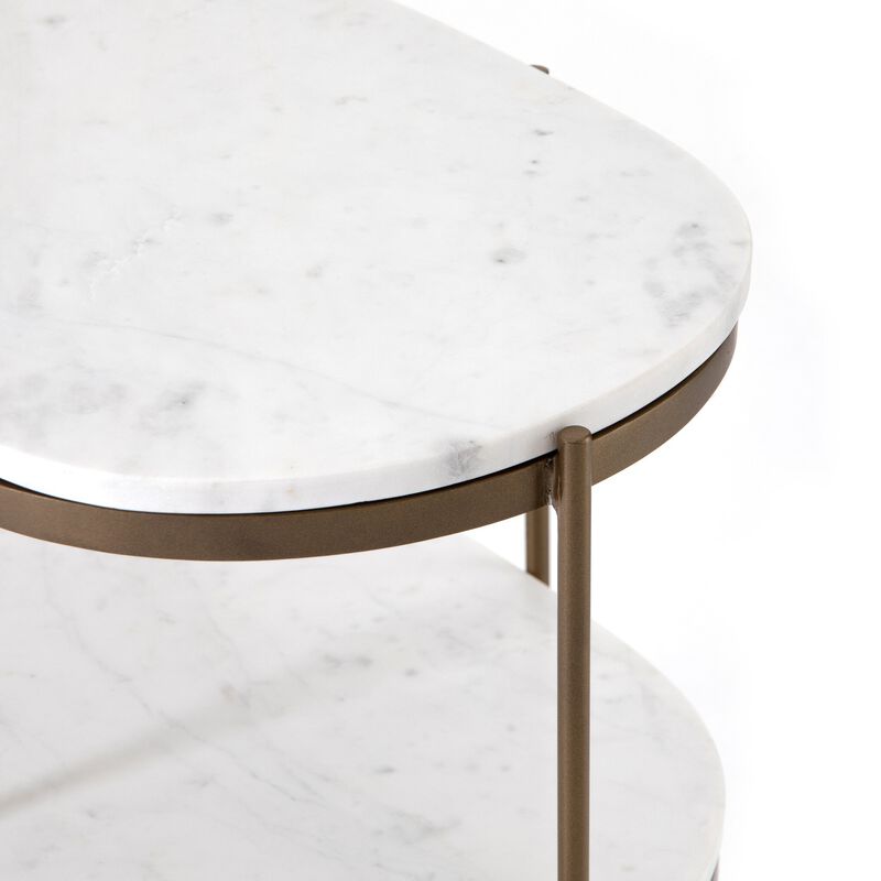 Felix Oval Nightstand in Antique Brass