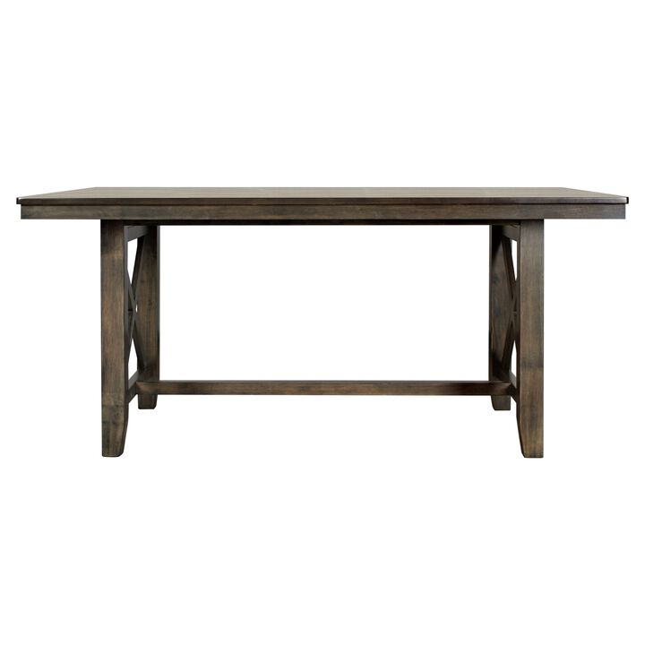 Luo 66 Inch Dining Table, Rustic Crossed Base, Rectangular Brown Wood Top - Benzara