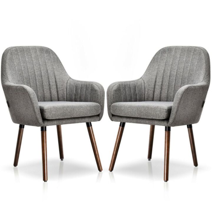 Hivvago Set of 2 Fabric Upholstered Accent Chairs with Wooden Legs