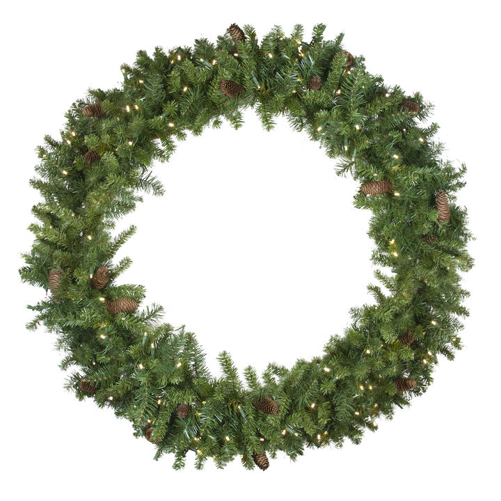 Pre-Lit LED Dakota Red Pine Artificial Christmas Wreath - 48-Inch  Warm White Lights