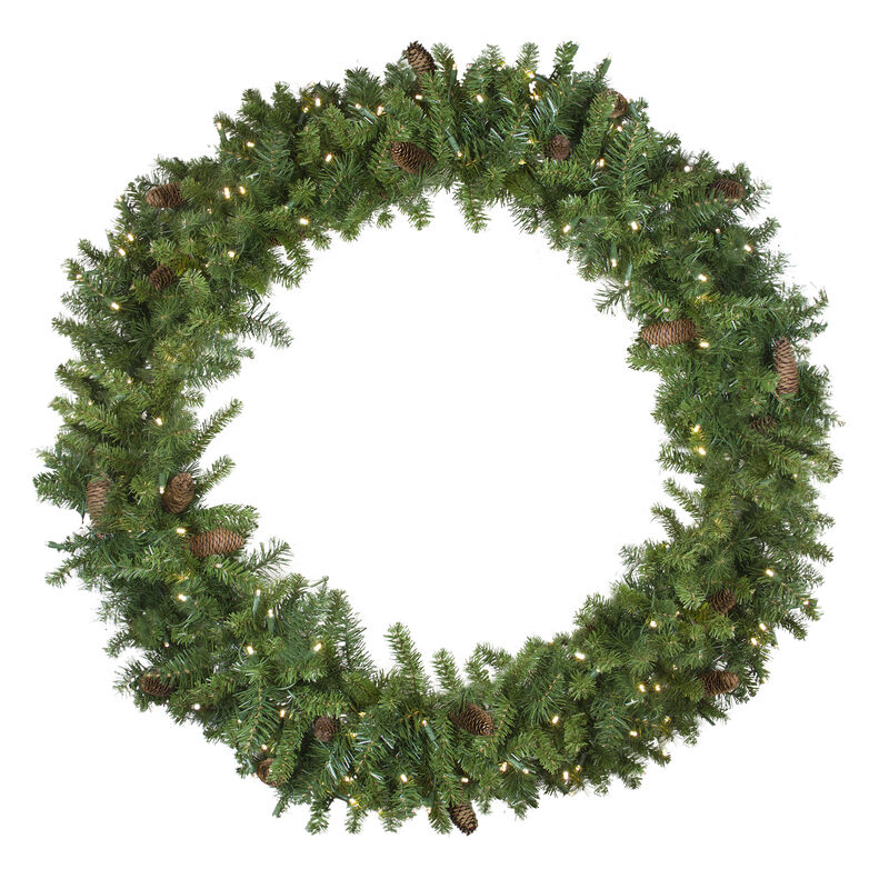 Pre-Lit LED Dakota Red Pine Artificial Christmas Wreath - 48-Inch  Warm White Lights