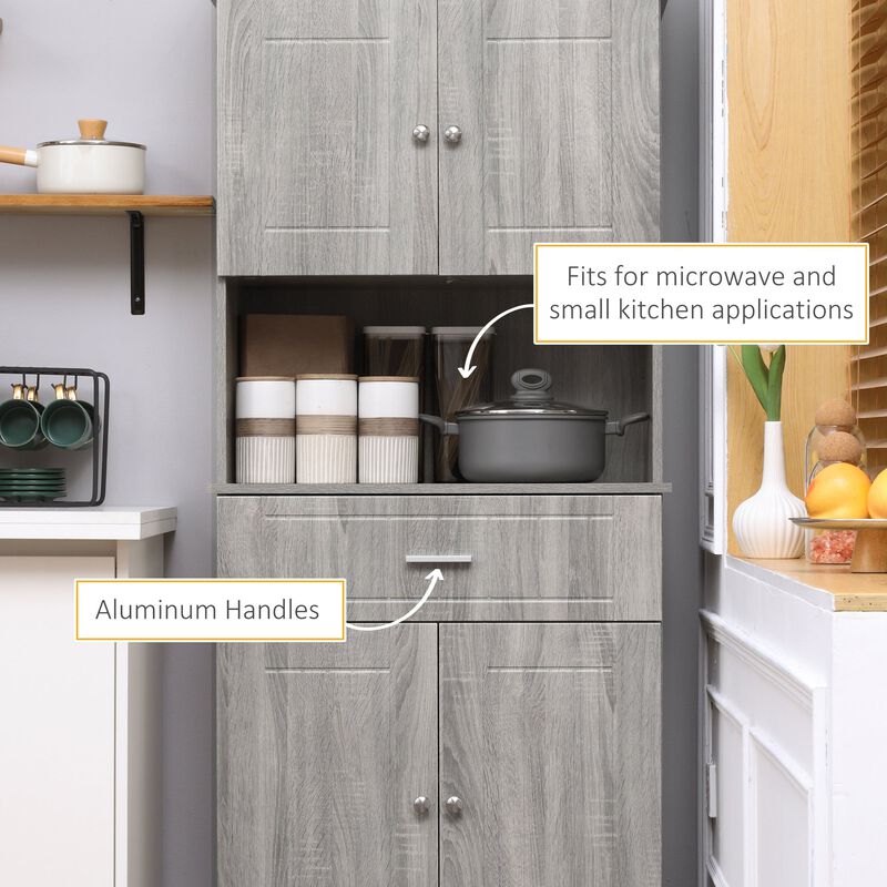 Gray Wood Kitchen Hutch: 72" Cabinet with Drawer & Countertop