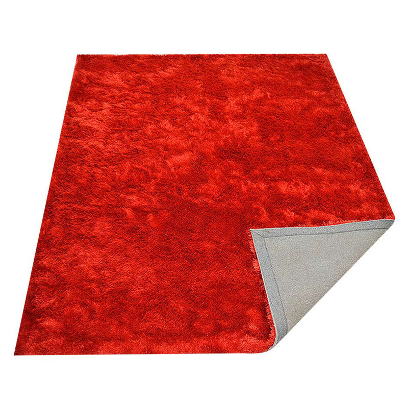 RUGSOTIC CARPETS HAND TUFTED SHAG POLYESTER ECO-FRIENDLY AREA RUGS - 4'x6', Rectangle, Light Red, Solid Plain Design, High Pile Thick Handmade Anti Skid Area Rugs for Living Room, Bed Room K00333