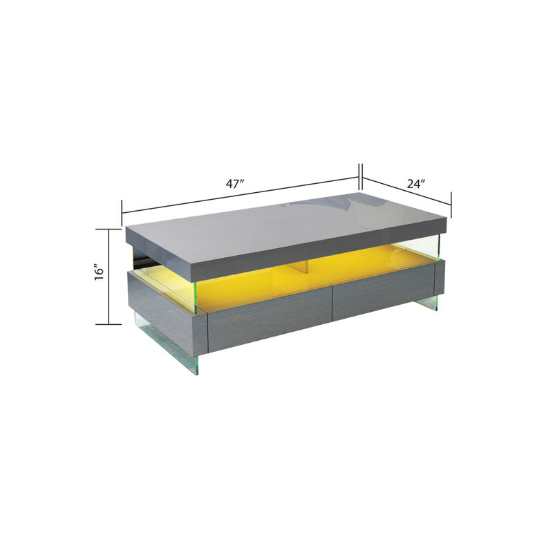 Gray LED coffee table with modern style
