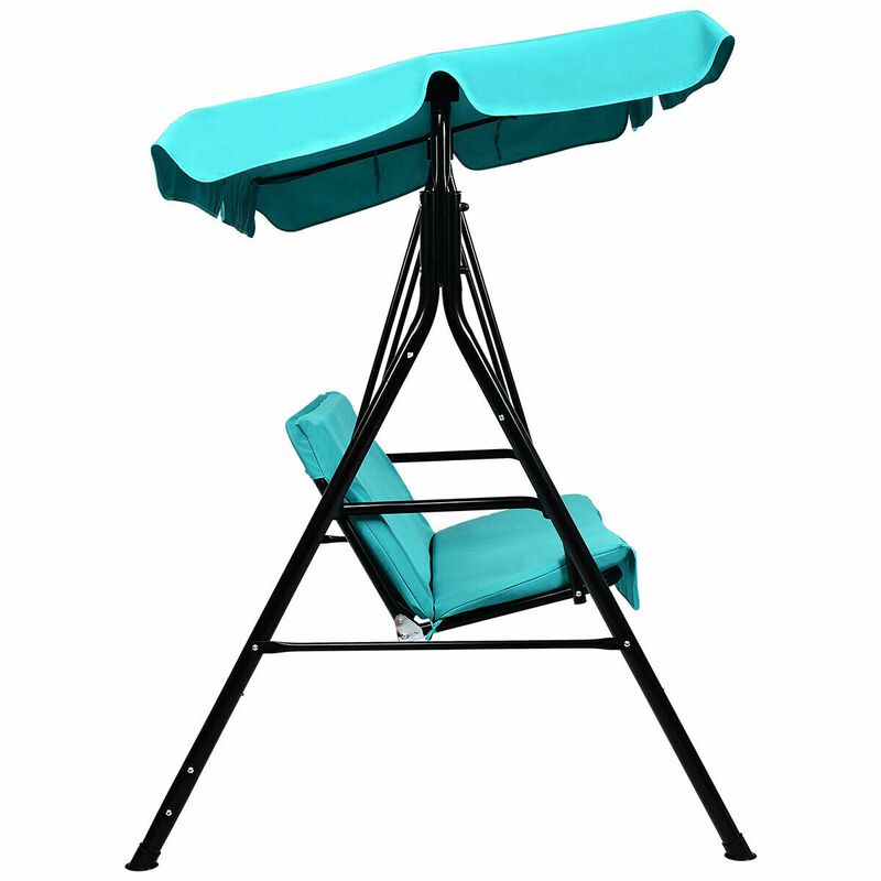 2 Person Weather Resistant Swing with Canopy for Porch Garden Backyard Lawn