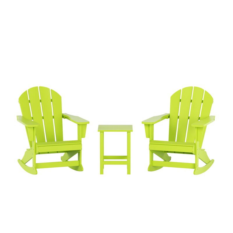 WestinTrends 3-Piece Outdoor Patio Rocking Adirondack Chairs with Side Table Set
