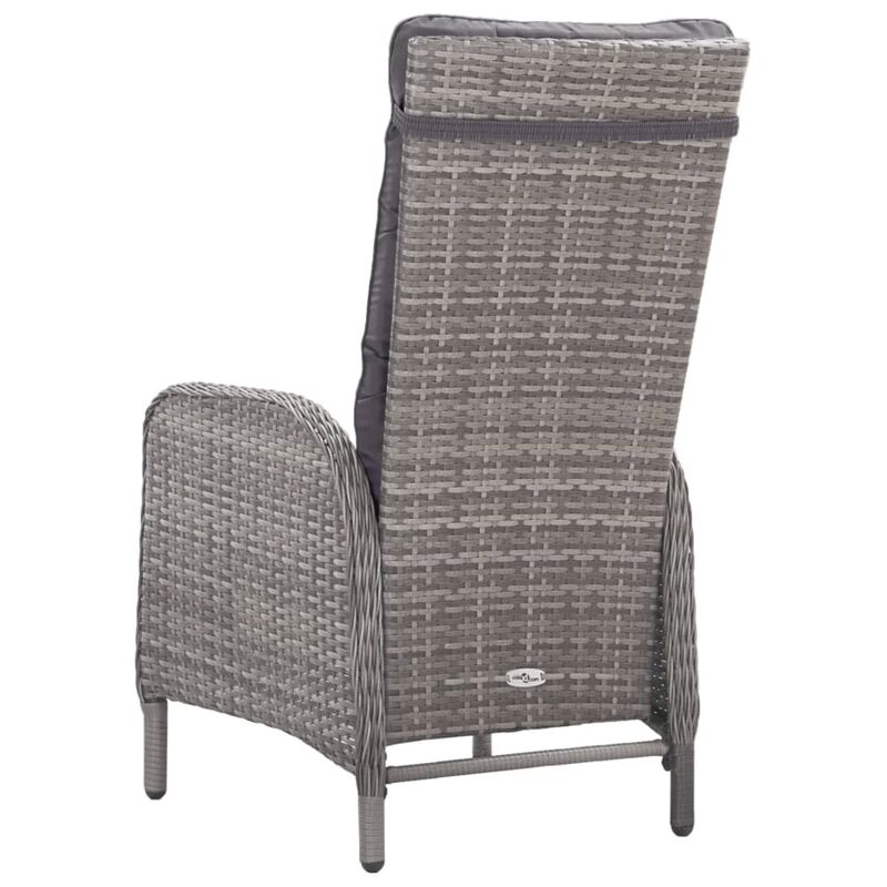 vidaXL 3 Piece Patio Bistro Set Poly Rattan and Glass Gray