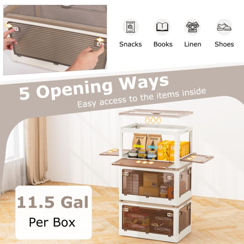 Hivvago 3-Pack Stackable Storage Bins with Lids with 5 Opening Ways