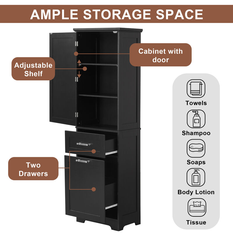 Merax Tall Bathroom Storage Cabinet with Adjustable Shelf