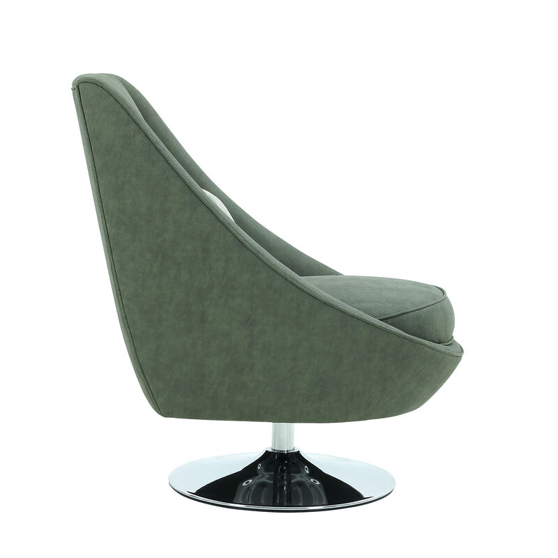 Pasargad Home Noho Collection Silver Swivel Accent Chair with Pillow